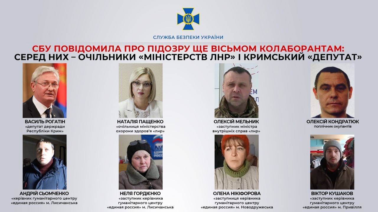 “Міністр” з “ЛНР” та ще сім колаборантів отримали підозру від СБУ ФОТО